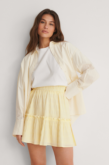 NA-KD Boho Rynkad Minikjol - Yellow