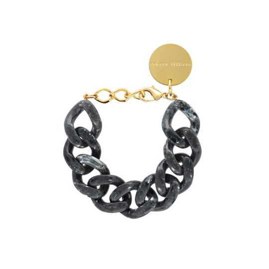 Armband flat chain black marble