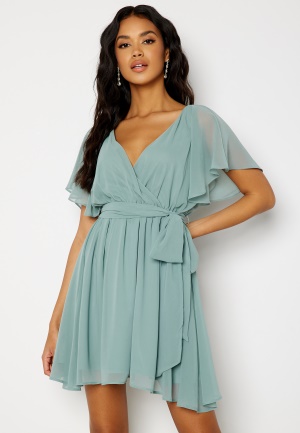 Goddiva Flutter Skater Dress Sage Green M (UK12)