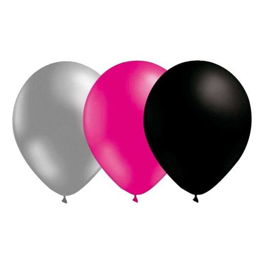 Ballongkombo Silver/Magenta/Svart - 15-pack