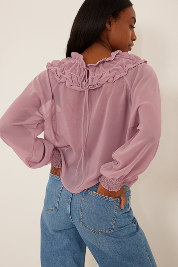 NA-KD Boho Chiffongblus - Purple