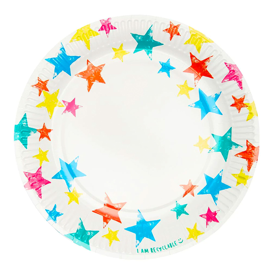 Papperstallrikar Rainbow Star - 12-pack