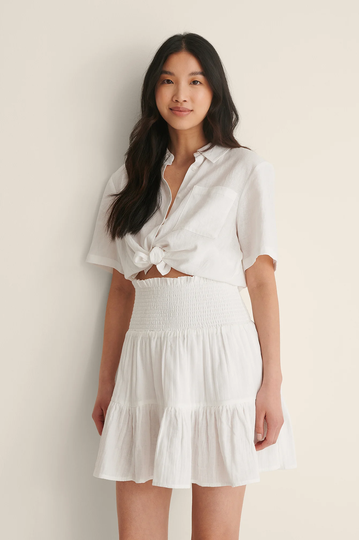 NA-KD Boho Minikjol Med Smock - White