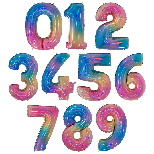 Sifferballong - Colourful Rainbow - 1 m (Siffra: 0)