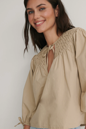 NA-KD Boho Blus - Beige