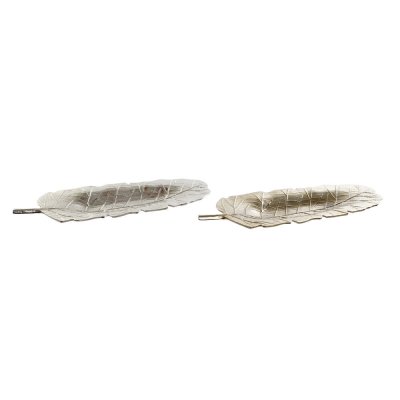 Bordsdekoration DKD Home Decor Silvrig Gyllene Aluminium Modern Löv av en växt (60 x 23 x 4 cm) (2 antal)