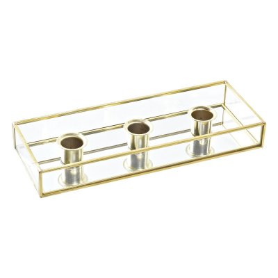 Bordsdekoration DKD Home Decor Jul Glas Metall (24 x 9 x 3 cm)