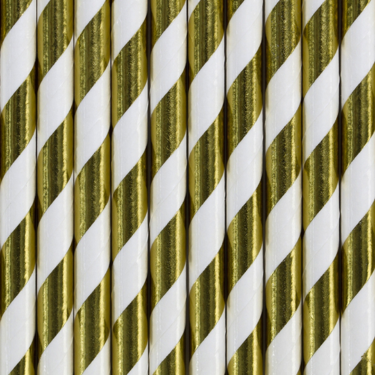Sugrör - Randiga - Guldmetallic