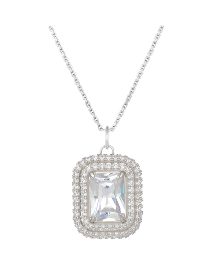 Halsband emerald pendant silver/vit