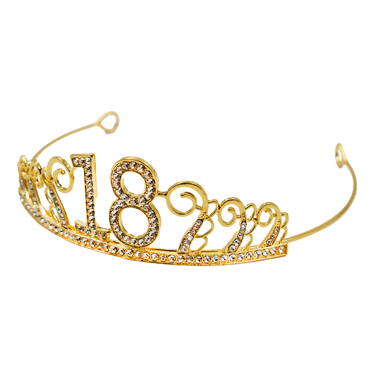 Tårtdekoration Tiara Siffra i Metall Guld - Siffra 18