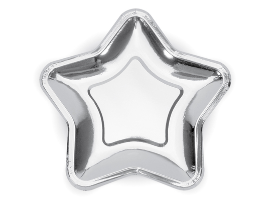 Papptallrikar - Stjärna - Silver