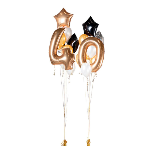 Ballongbukett Happy Birthday 40 Guld