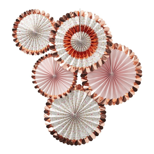 Pappersfjädrar Blomster Roséguld - 5-pack
