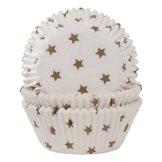 Muffinsformar Vita med Guldstjärnor - 50-pack