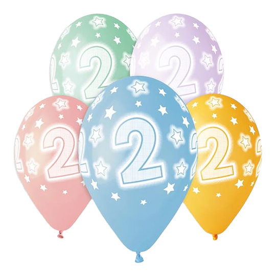 Ballonger Siffra 2 Flerfärgade - 5-pack