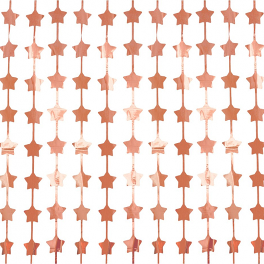 Dörrdraperi Stjärnor Roséguld Metallic