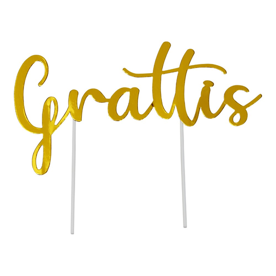 Cake topper - Grattis - Guld