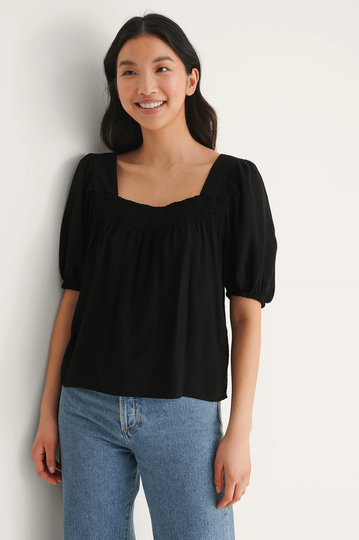 NA-KD Boho Spetstopp med öppen rygg - Black