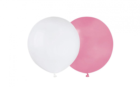 Runda ballonger - 48 cm - Rosa/Vit