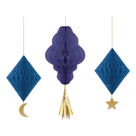 Honeycombs Eid Mubarak Hängande Dekoration - 3-pack