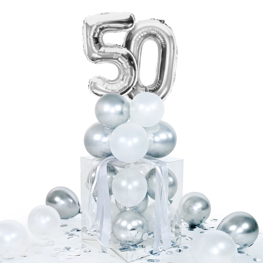 Ballongbox Siffror Silver 50