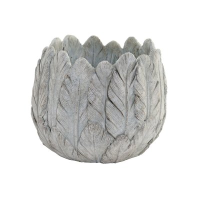 Kruka DKD Home Decor Fjädrar Grå Cement Boho (19 x 19 x 16 cm)