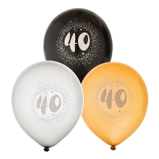 Ballonger Svart/Silver/Guld 40 - 6-pack