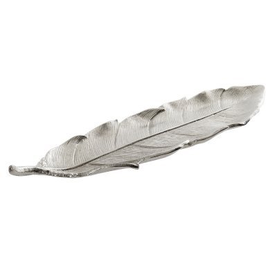 Bordsdekoration DKD Home Decor Silvrig Aluminium Modern Löv av en växt (40 x 9,5 x 1,5 cm)