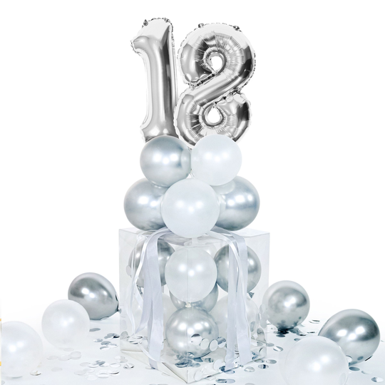 Ballongbox Siffror Silver 18