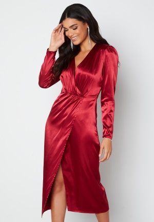 Chiara Forthi Lucie Satin Draped Dress Dark wine-red 34