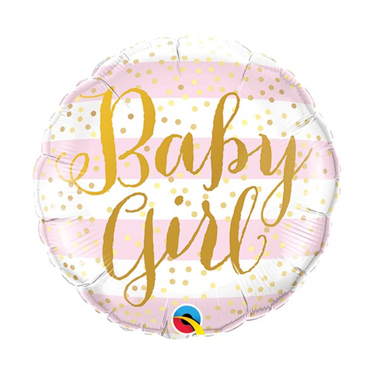 Folieballong - Baby girl - Rosa/Guld