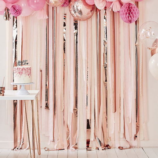 Draperi - Streamers - Rosa/Roséguld