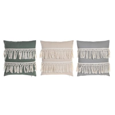 Kudde DKD Home Decor Polyester linne Frans Boho (43 x 10 x 43 cm) (3 antal)