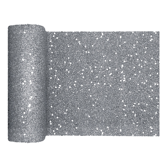 Bordslöpare Tjock Silver Glitter