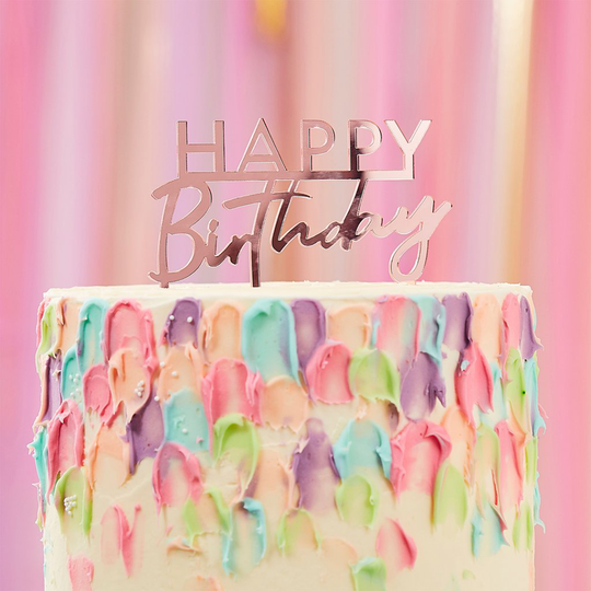 Cake Topper - Happy Birthday - Roséguld - Mix it Up