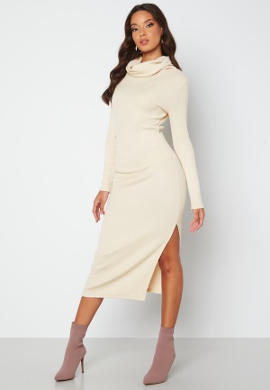 BUBBLEROOM Mellen knitted cowl neck dress Cream XL