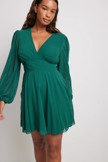 NA-KD Boho Miniklänning i chiffon - Green