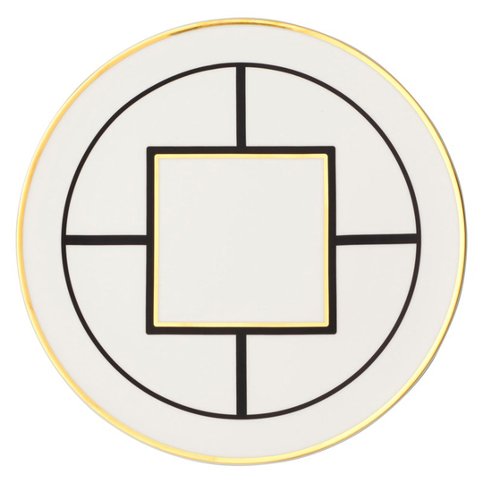 Metro chic serveringsfat vit/svart/guld 33 cm