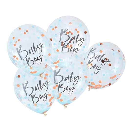 Konfettiballonger Baby Boy - 5-pack