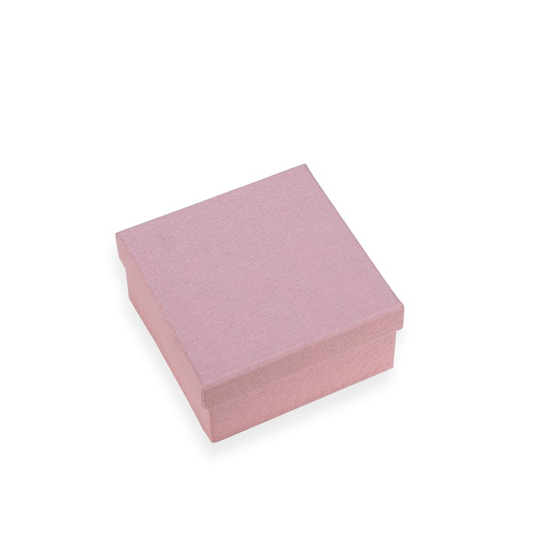 Vävklätt smyckesskrin puderrosa 120x120x60 mm