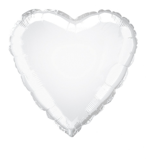 Folieballong - Hjärta - Vit (Storlek:: 45 cm)