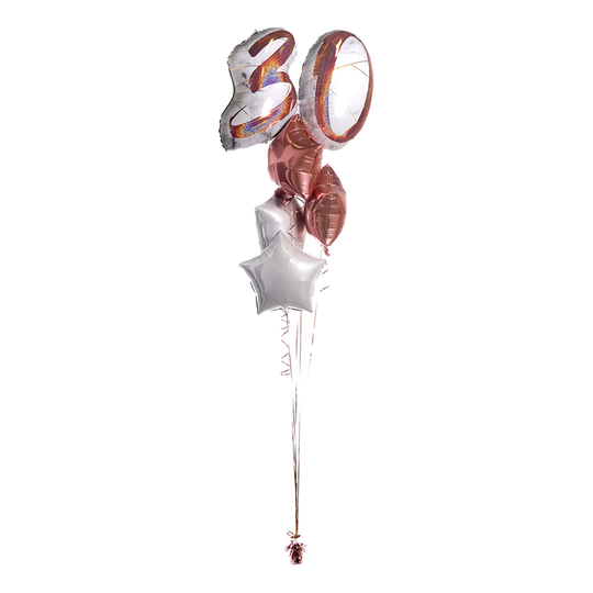 Ballongbukett Marble Shape Birthday 30 Roséguld