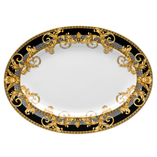 Prestige gala serveringsfat ovalt svart/guld 34 cm