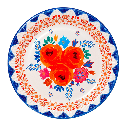Papperstallrikar Floral Boho Party - 12-pack