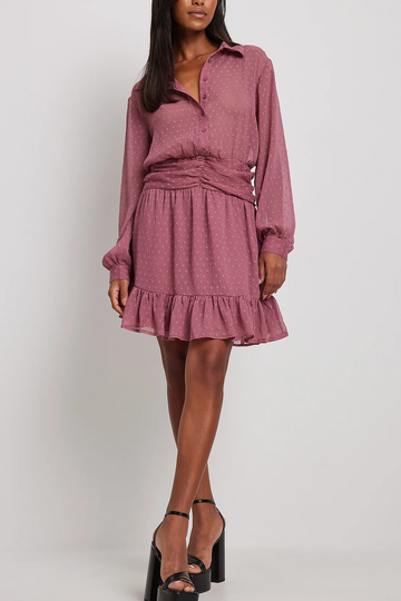NA-KD Boho Dobby miniklänning med detaljer vid midjan - Pink