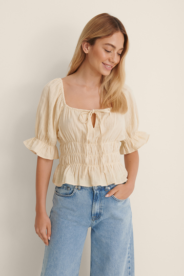NA-KD Boho Ekologisk mjuk bomullstopp - Beige