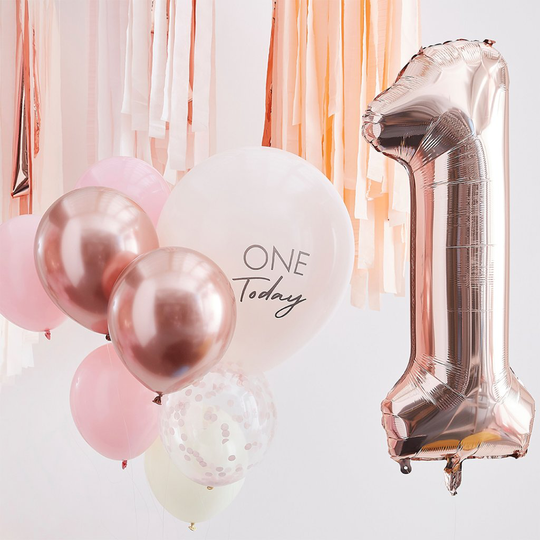 Ballongbukett - One today - Rosa/Roséguld