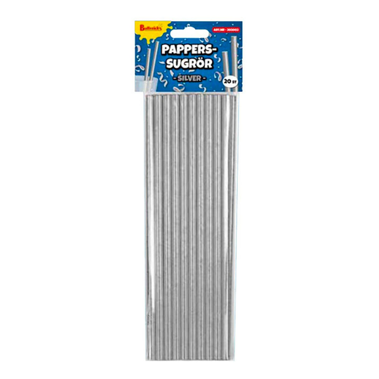 Silver Papperssugrör - 20-pack