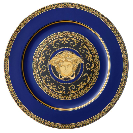 Medusa blue serveringsfat blå/guld 30 cm