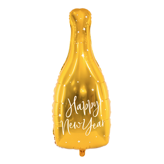 Folieballong Happy New Year Flaska Guld